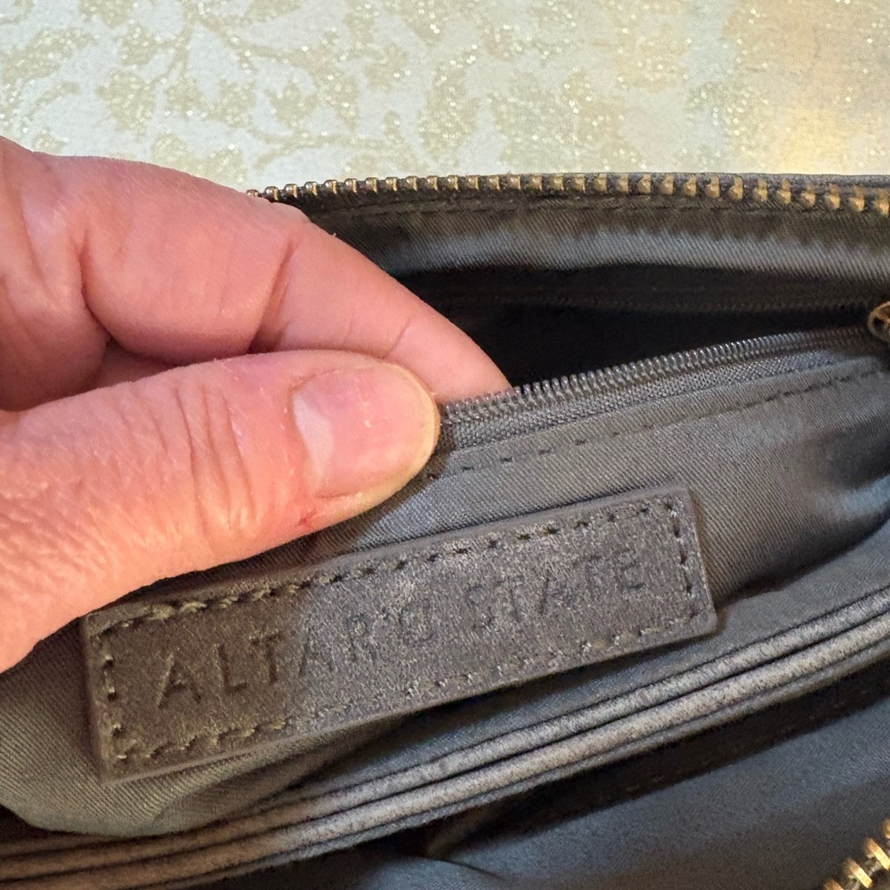 Altar’d State Elegant Distressed Gray Floral Embroidered Crossbody Bag - Picture 11 of 11